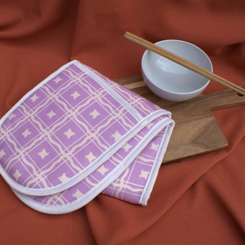Ding Ding Double Oven Glove in Lilac Shanti Print