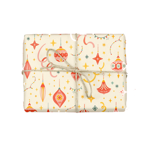 Retro Christmas Ornaments - Holiday Gift Wrap Roll