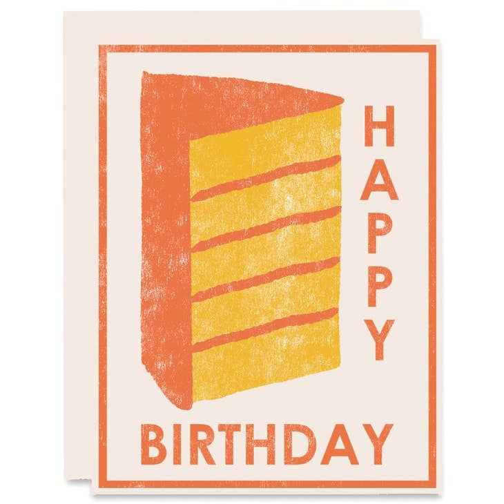 Yellow Cake Happy Birthday Card