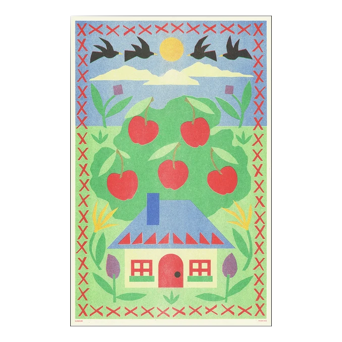 Cottage Risograph Print