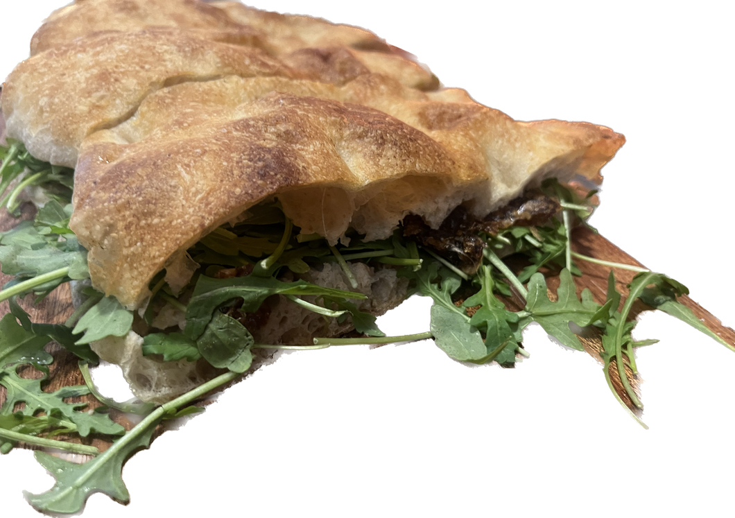 Cod liver + arugula + date