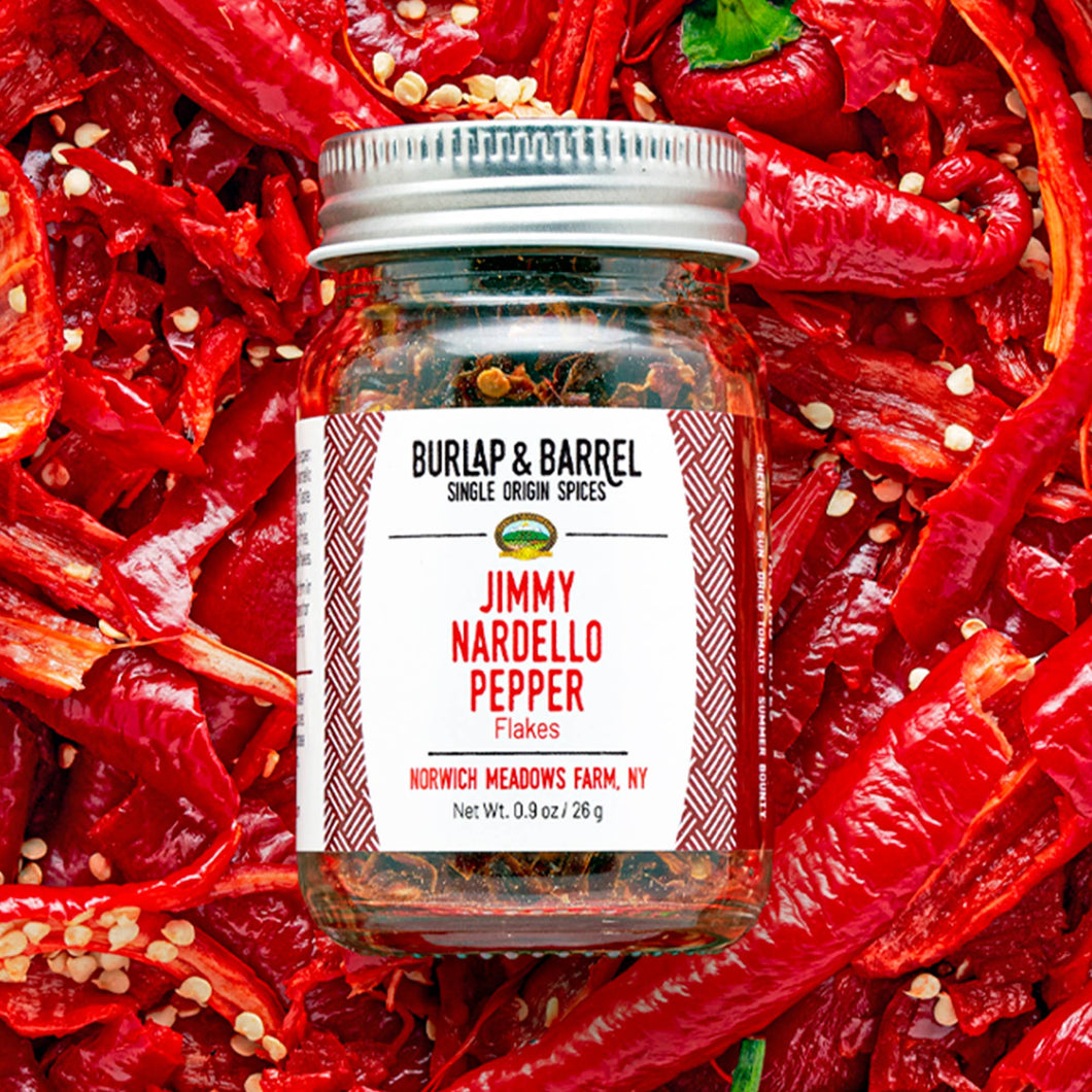 Jimmy Nardello Pepper Flakes - Single Origin Spice: 0.9 oz glass jar