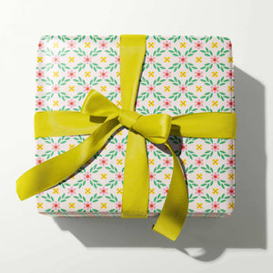 Cottage in the Woods (white) Floral Gift Wrap Roll