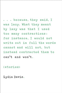 Can't and Won't: Stories by Lydia Davis