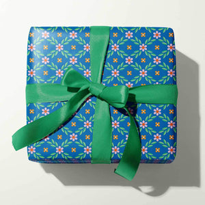 Cottage in the Woods (blue) Floral Gift Wrap Roll