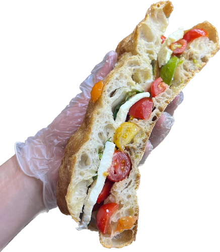 Broccoli Rabe + Tomato + Mozzarella Sandwich