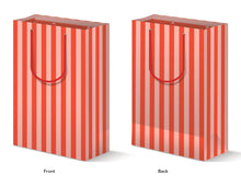 RED AND BLUSH STRIPE GIFT BAG