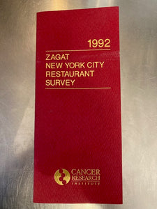 Zagat New York City Restaurant Survey 1992
