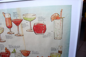 A framed vintage cocktail poster of unknown origin (circa 1970)