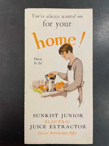 Sunkist Junior Electric Juice Extractor Promotional Pamphlet