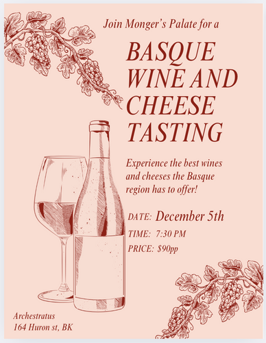 FRI DEC 5 / A Basque Wine and Cheese Tasting with Monger's Palate
