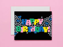 Birthday Garden • Typographic Retro Flowers Birthday Card: Full