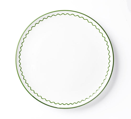 Olive Green Zigzag Bistro Dinner Plate