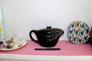Vintage Black Ceramic Gravy Boat