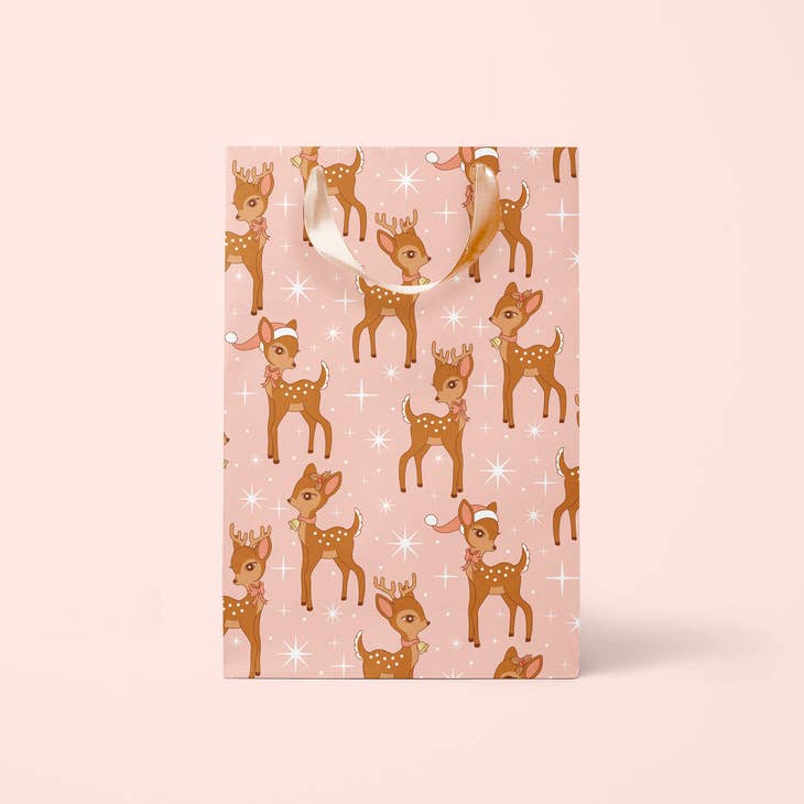 Retro Deer Holiday Gift Bag