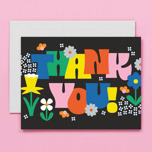 Graphic Flowers Thank You Card