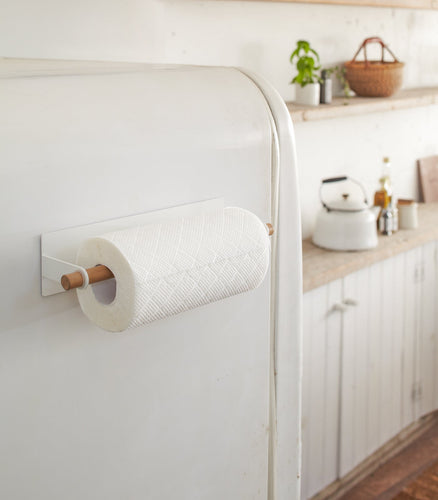 Magnetic Paper Towel Hanger - Steel + Wood