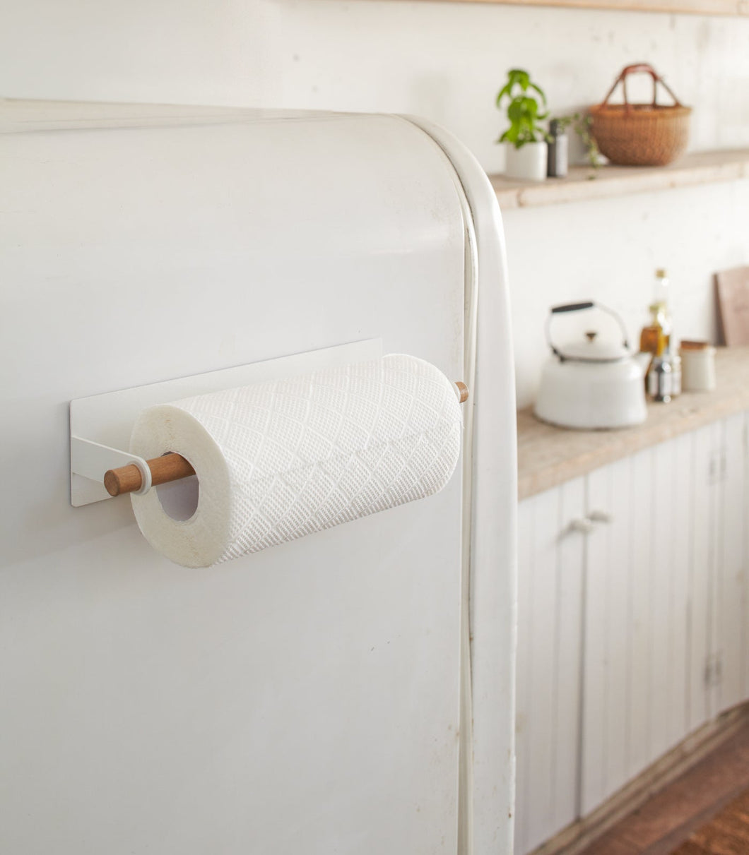 Magnetic Paper Towel Hanger - Steel + Wood