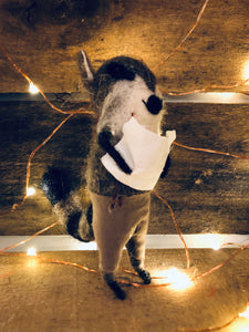 Raccoon Bandit Ornament with Papers