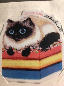 Cat on Cake Sticker