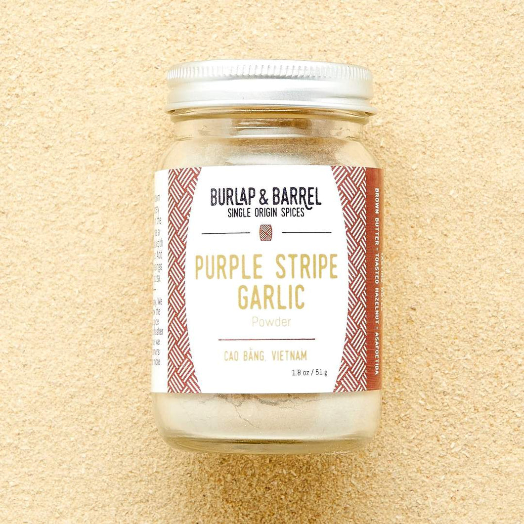 Purple Stripe Garlic / Burlap + Barrel