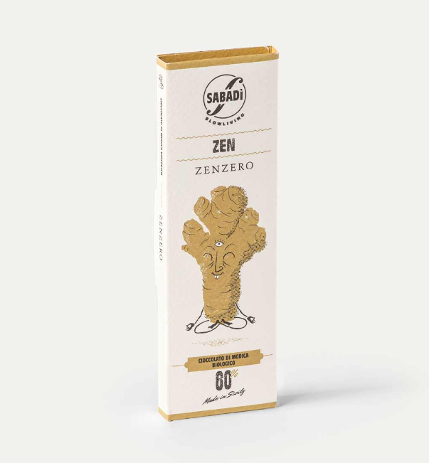 Sabadi Zen Organic Traditional Modica Chocolate w/ Ginger 60%, 50 g