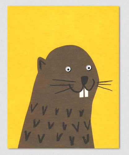 Beaver with Googly Eyes Card